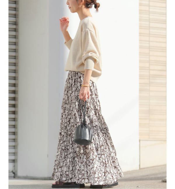 JOURNAL STANDARD relume「《WEB限定追加予約 / 新色》コットンボイルクリンクルティアードスカート（柄）」|スカート|