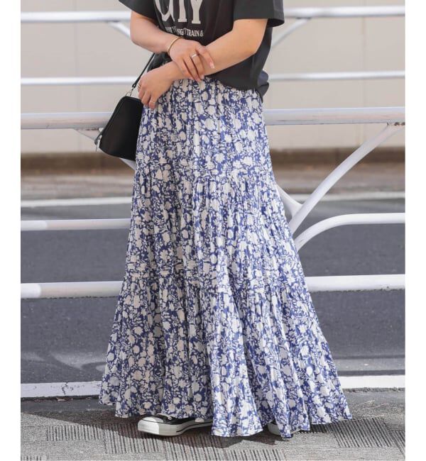 JOURNAL STANDARD relume「《WEB限定追加予約 / 新色》コットンボイルクリンクルティアードスカート（柄）」|スカート|