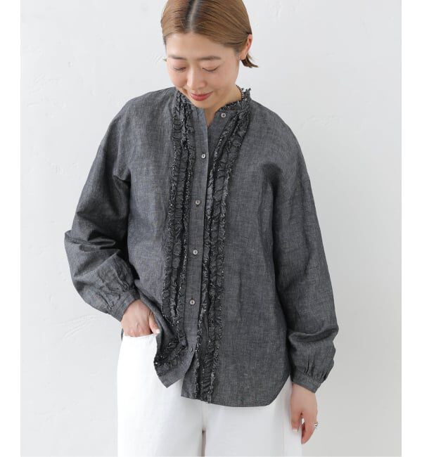 journal standard luxe「《追加予約》CLシャンブレー フリルブラウス」|シャツ・ブラウス|