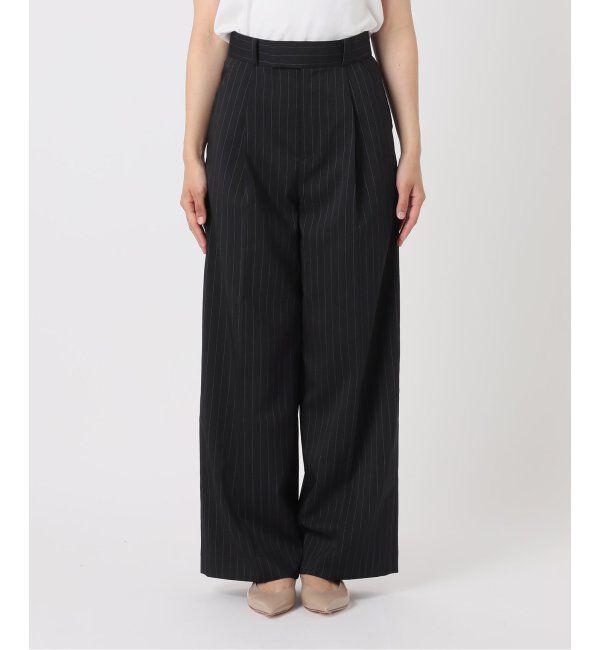 NOBLE「【洗える】ストライプツイルストレッチスラックスパンツ」|スラックス|