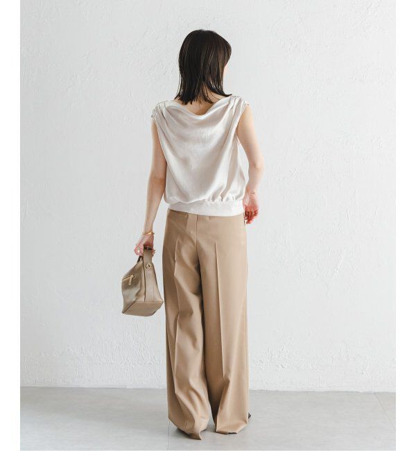 NOBLE「《追加》【洗える】ミューズサテンギャザーボリュームブラウス」|シャツ・ブラウス|