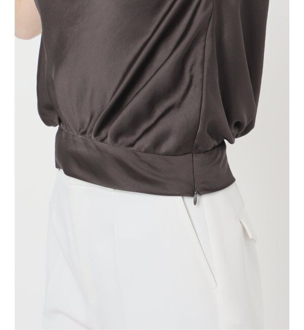 NOBLE「《追加》【洗える】ミューズサテンギャザーボリュームブラウス」|シャツ・ブラウス|