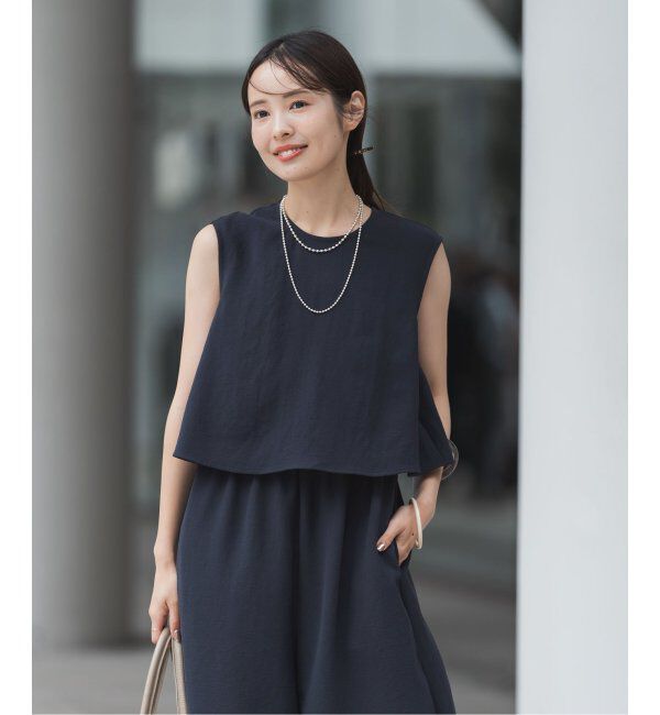 NOBLE「《追加》ダブルクレープスリーブレスオールインワン2」|オールインワン|