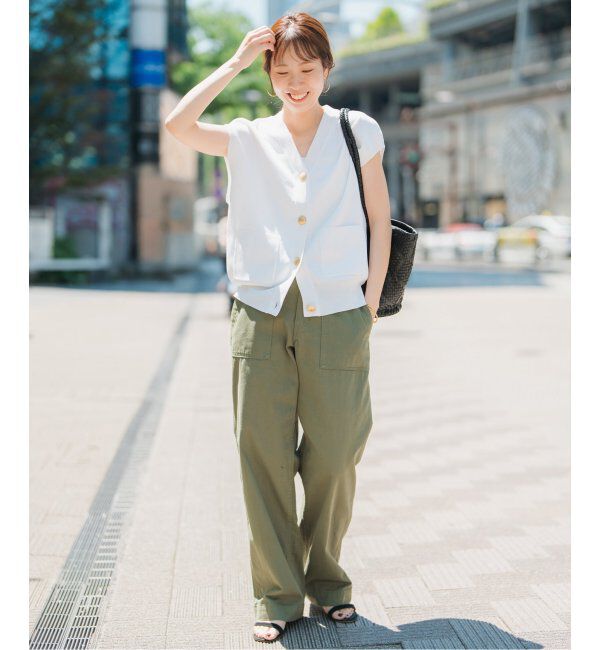 Spick and Span「《WEB限定追加3》ウォッシャブルVネックニットベスト」|ベスト・ジレ|