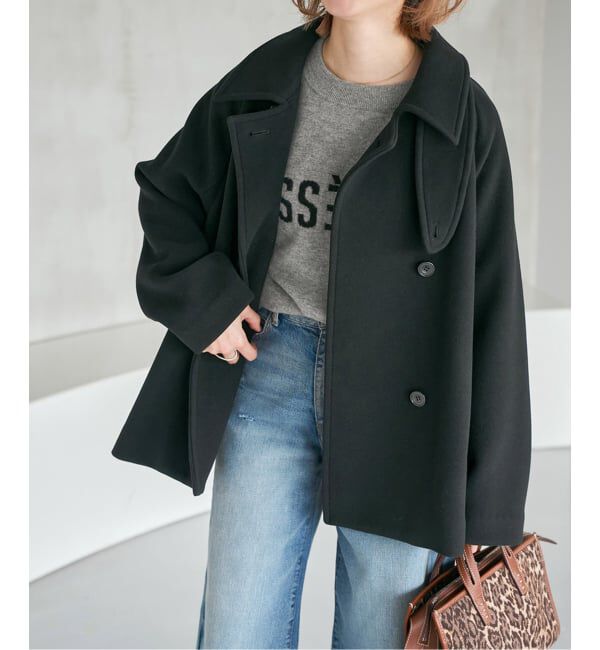 Spick and Span「《追加》S160スタンドカラーショートコート」|その他|ブラック