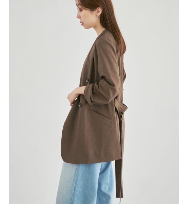 NOBLE「《予約》麻ストレッチVカラージャケット」|ノーカラージャケット|