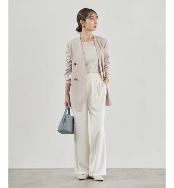 NOBLE「《予約》麻ストレッチVカラージャケット」|ノーカラージャケット|