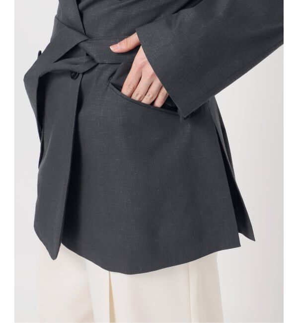 NOBLE「《予約》麻ストレッチVカラージャケット」|ノーカラージャケット|