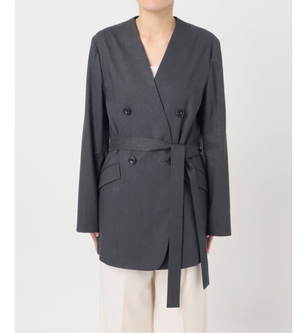 NOBLE「《予約》麻ストレッチVカラージャケット」|ノーカラージャケット|