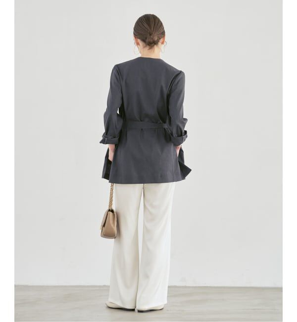 NOBLE「《予約》麻ストレッチVカラージャケット」|ノーカラージャケット|
