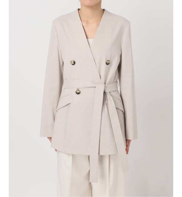 NOBLE「《予約》麻ストレッチVカラージャケット」|ノーカラージャケット|