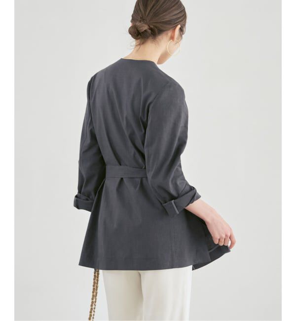 NOBLE「《予約》麻ストレッチVカラージャケット」|ノーカラージャケット|