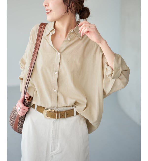 Spick and Span「《新色有り / 追加予約》ガーメントダイカシュクールシャツ」|シャツ・ブラウス|ベージュ A