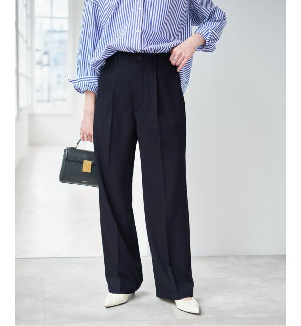 Spick and Span「《予約》ドレープチノ1タックストレートパンツ」|チノ|ネイビー