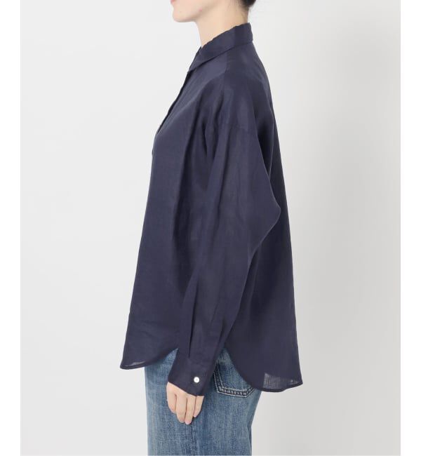 Spick and Span「《程よくすっきりサイズ》予約 80リネンカシュクール ミディシャツ」|シャツ・ブラウス|