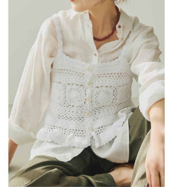 Spick and Span「《予約》コットンカギ針 ニットキャミソール」|キャミソール|