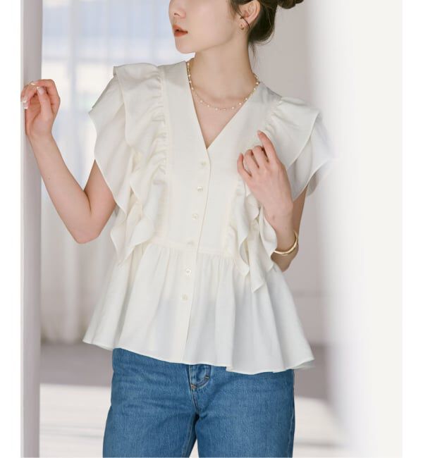 NOBLE「《予約》ウォーターエッジフリルブラウス」|シャツ・ブラウス|
