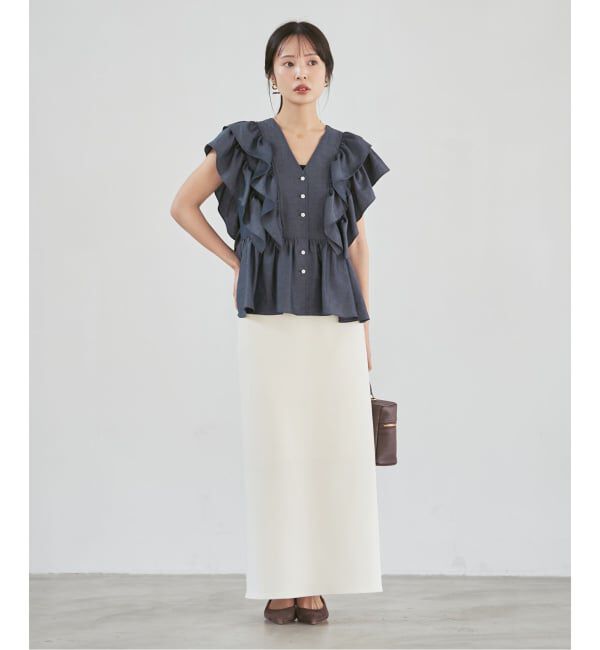 NOBLE「《予約》ウォーターエッジフリルブラウス」|シャツ・ブラウス|