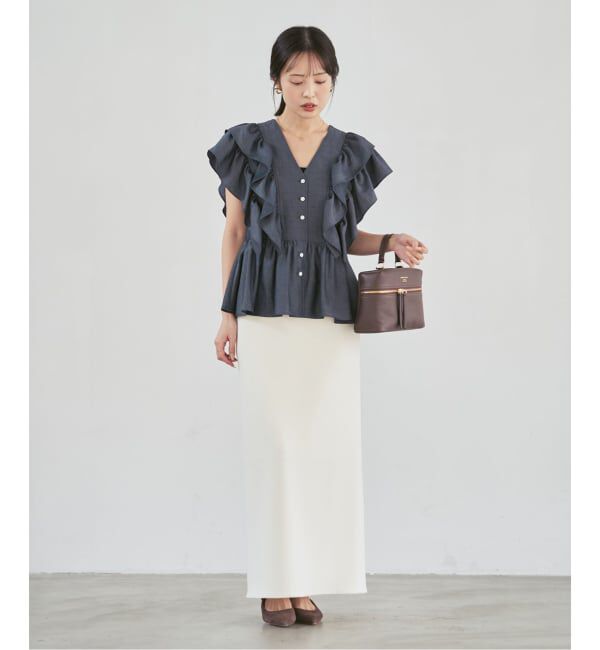 NOBLE「《予約》ウォーターエッジフリルブラウス」|シャツ・ブラウス|