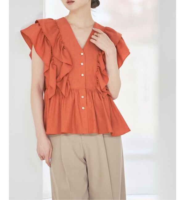 NOBLE「《予約》ウォーターエッジフリルブラウス」|シャツ・ブラウス|