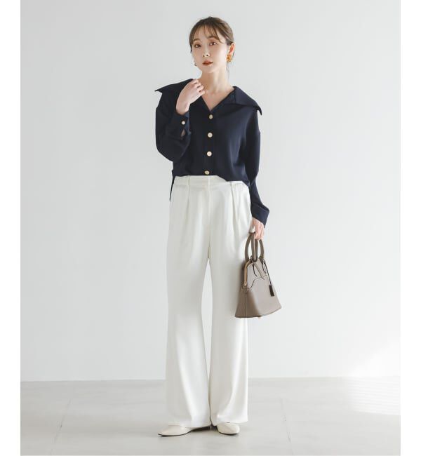 NOBLE「《予約》オーバーカラーゴールドボタンブラウス」|シャツ・ブラウス|