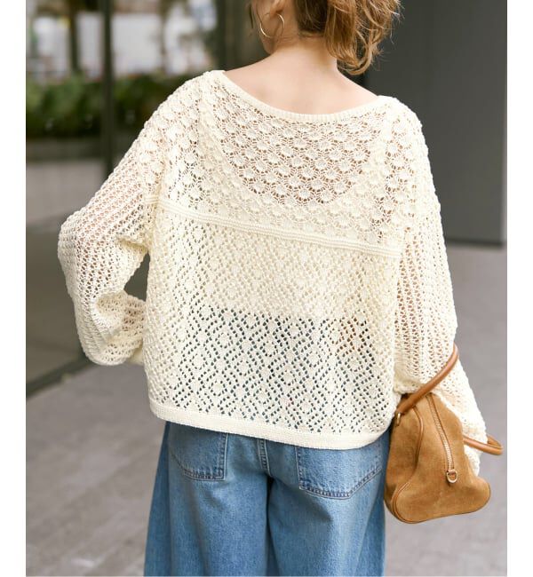 Spick and Span「《予約》透かし編みボートネックニット」|ニット・セーター|