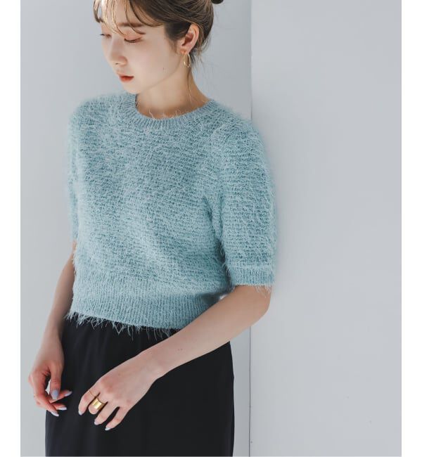NOBLE「《予約》ラティスシャギーショートスリーブニット」|ニット・セーター|