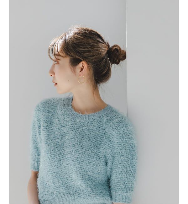 NOBLE「《予約》ラティスシャギーショートスリーブニット」|ニット・セーター|