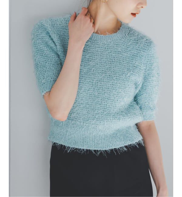 NOBLE「《予約》ラティスシャギーショートスリーブニット」|ニット・セーター|