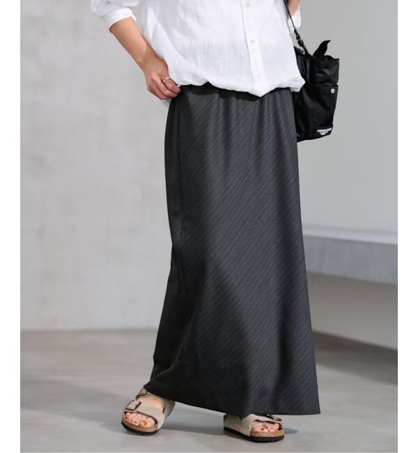 FRAMeWORK「≪予約≫TWストライプバイアススカート」|スカート|グレー