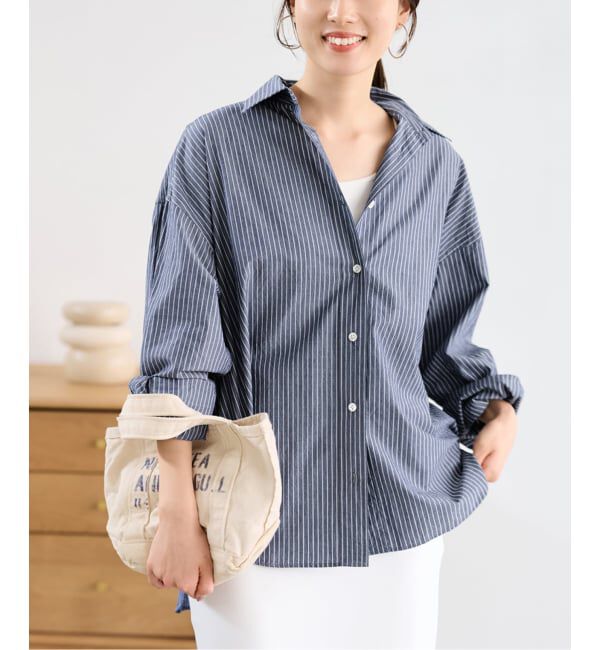 FRAMeWORK「≪予約≫BLUE STRIPE オーバーシャツ」|シャツ・ブラウス|