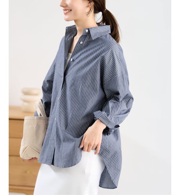 FRAMeWORK「≪予約≫BLUE STRIPE オーバーシャツ」|シャツ・ブラウス|