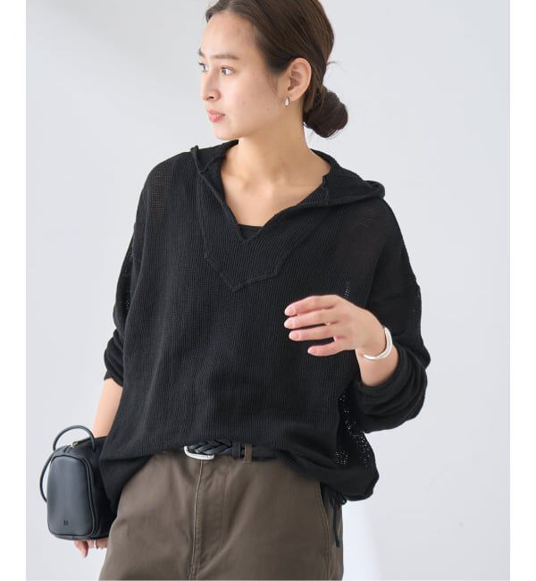 FRAMeWORK「≪予約≫メッシュフードプルオーバー」|Tシャツ・カットソー|ブラック
