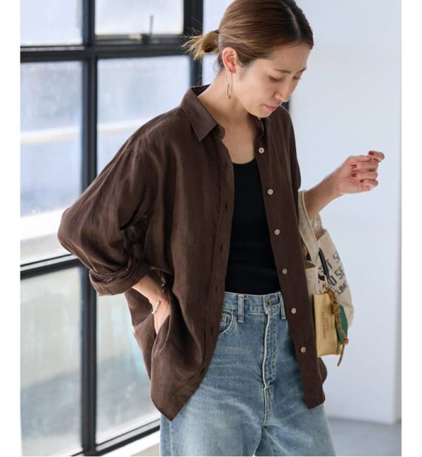 FRAMeWORK「≪新色 / 追加予約≫フレンチリネンレギュラーシャツ」|シャツ・ブラウス|ブラウン