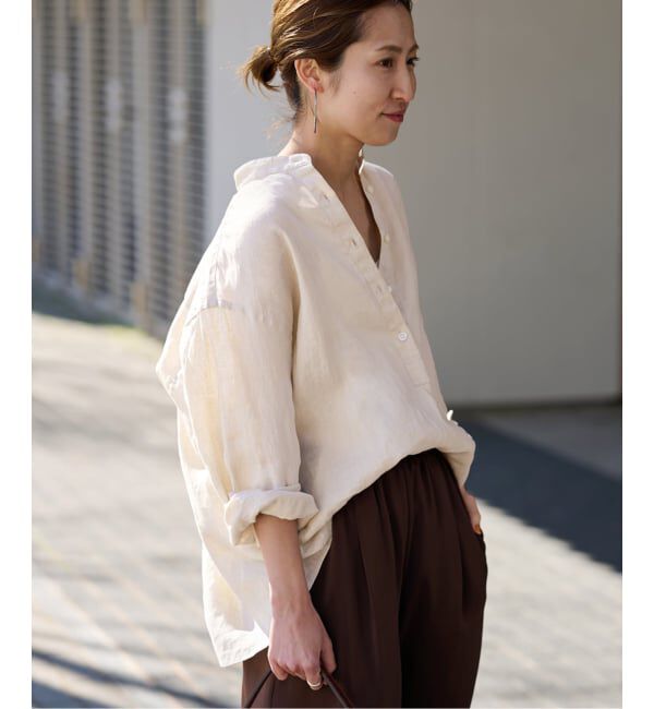 FRAMeWORK「≪追加予約≫フレンチリネンバンドカラーシャツ」|シャツ・ブラウス|