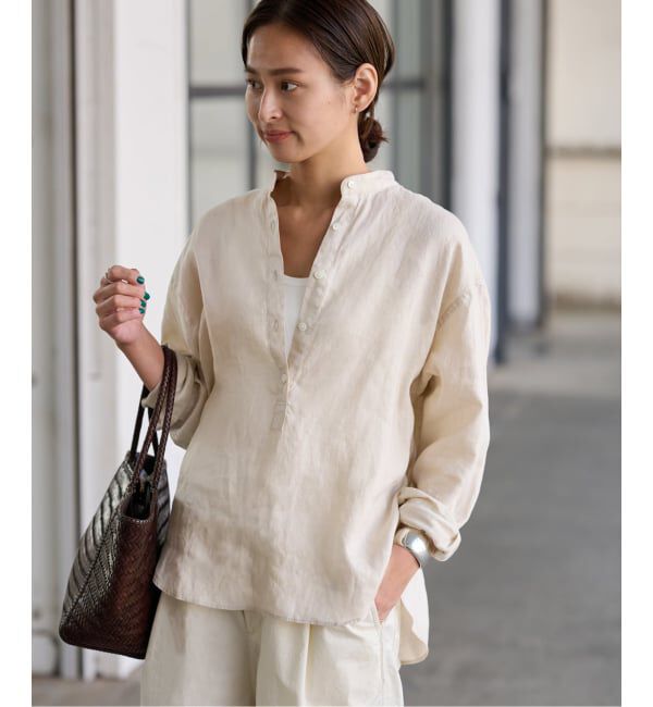 FRAMeWORK「≪追加予約≫フレンチリネンバンドカラーシャツ」|シャツ・ブラウス|