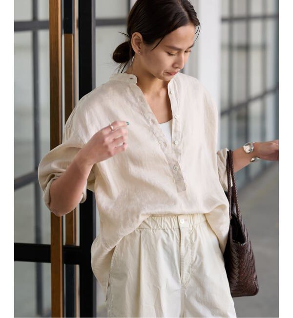 FRAMeWORK「≪追加予約≫フレンチリネンバンドカラーシャツ」|シャツ・ブラウス|