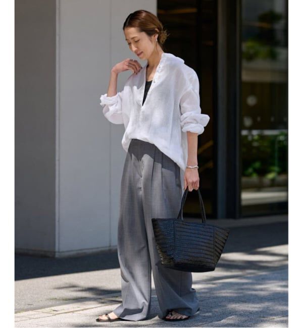 FRAMeWORK「≪追加予約≫フレンチリネンバンドカラーシャツ」|シャツ・ブラウス|