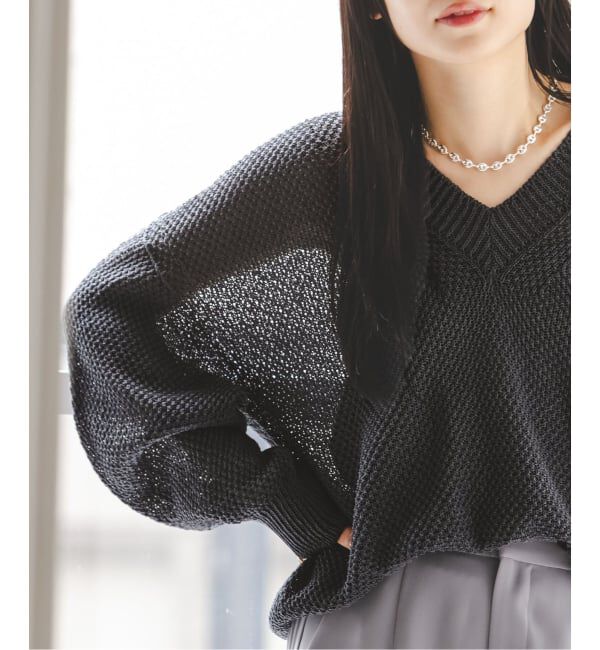 NOBLE「《予約》ペーパーヤーンVネック プルオーバー」|ニット・セーター|