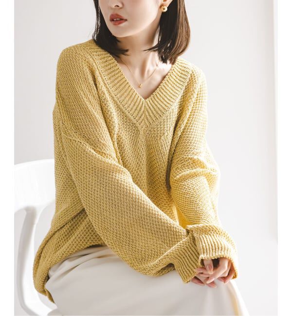NOBLE「《予約》ペーパーヤーンVネック プルオーバー」|ニット・セーター|