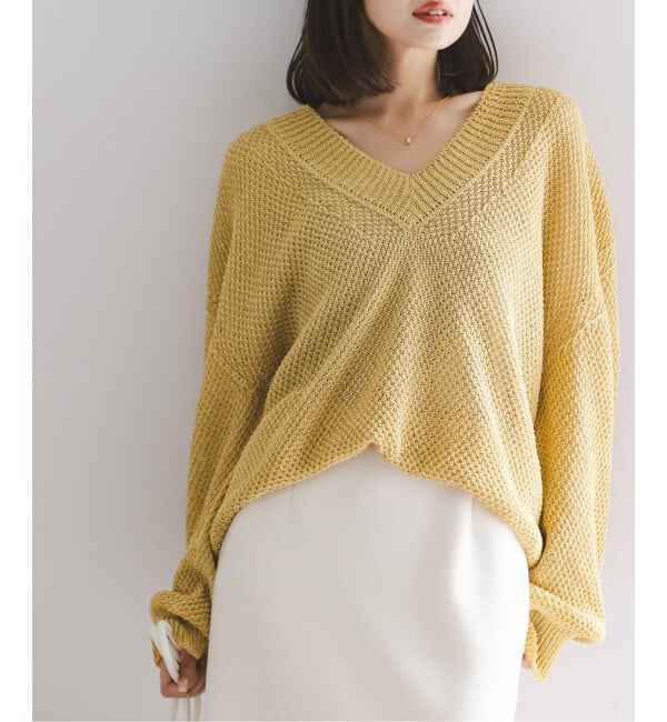 NOBLE「《予約》ペーパーヤーンVネック プルオーバー」|ニット・セーター|