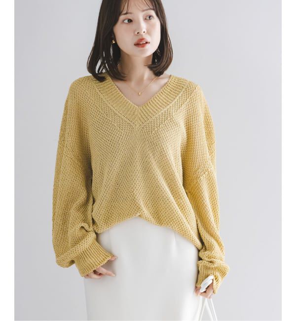 NOBLE「《予約》ペーパーヤーンVネック プルオーバー」|ニット・セーター|