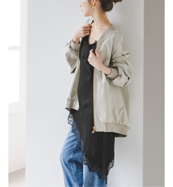 NOBLE「《予約》ルナサテンレースアシンメトリーキャミ」|キャミソール|