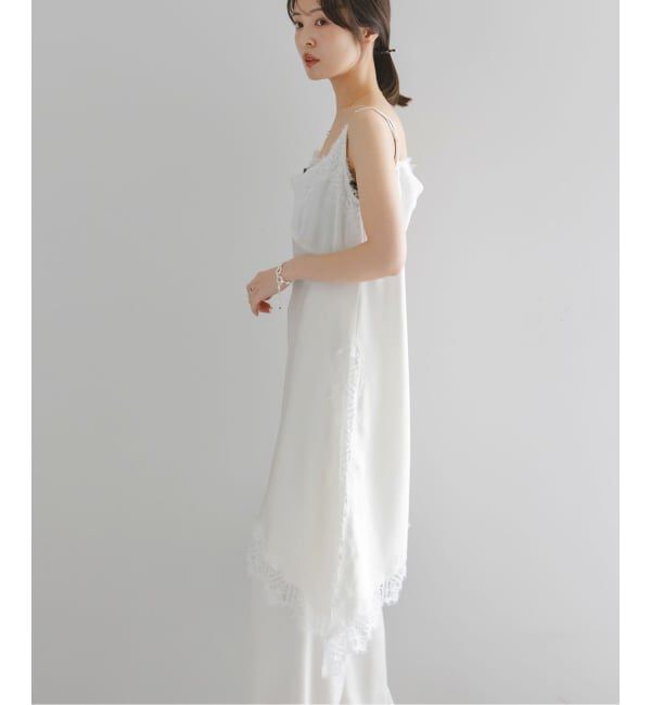 NOBLE「《予約》ルナサテンレースアシンメトリーキャミ」|キャミソール|