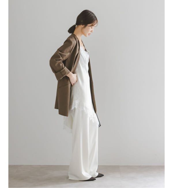 NOBLE「《予約》ルナサテンレースアシンメトリーキャミ」|キャミソール|