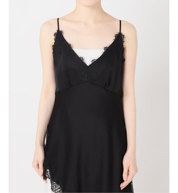 NOBLE「《予約》ルナサテンレースアシンメトリーキャミ」|キャミソール|