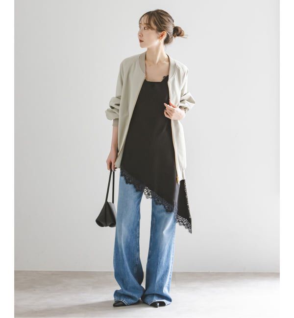 NOBLE「《予約》ルナサテンレースアシンメトリーキャミ」|キャミソール|