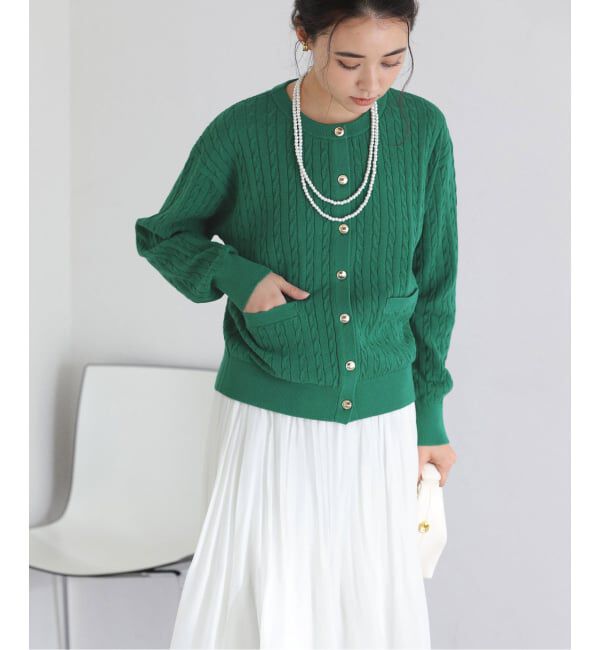  「《予約》【洗える】ケーブルニットカーディガン」|カーディガン|