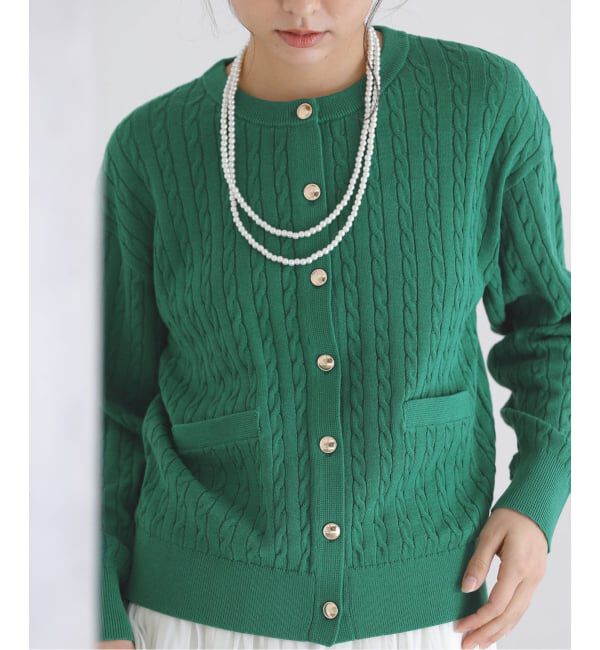  「《予約》【洗える】ケーブルニットカーディガン」|カーディガン|