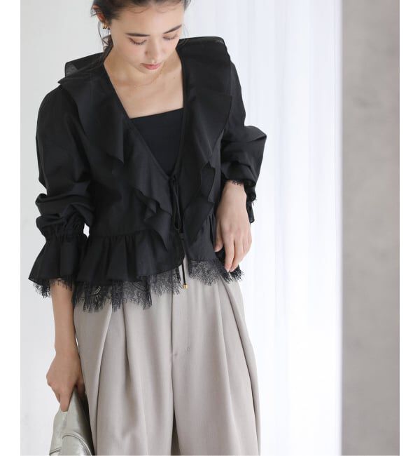  「《予約》【洗える】レースブラウス」|シャツ・ブラウス|ブラック